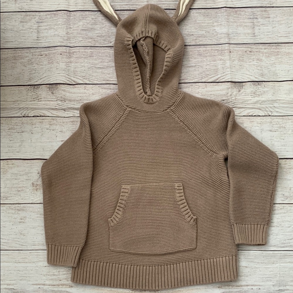 Cozy Tan Bunny Knit Hoodie